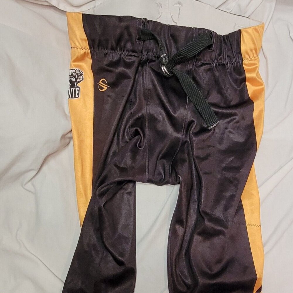 La Gente Youth Sports Yellow Black Mens XL Football Pants Built In Belt No Pads